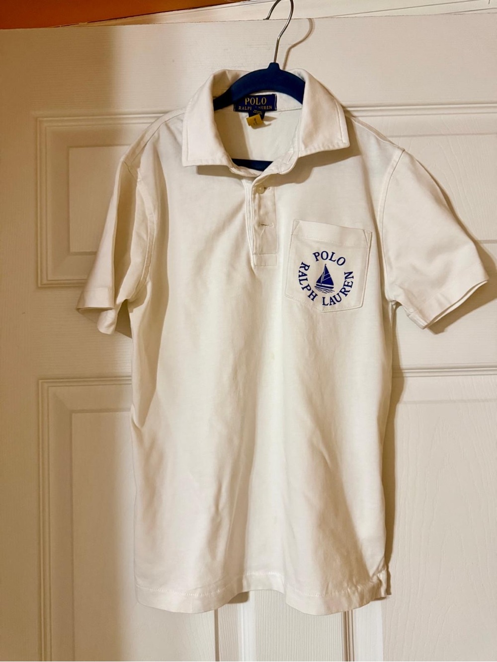 Polo by Ralph Lauren White Pocket Polo with Navy Sail Logo